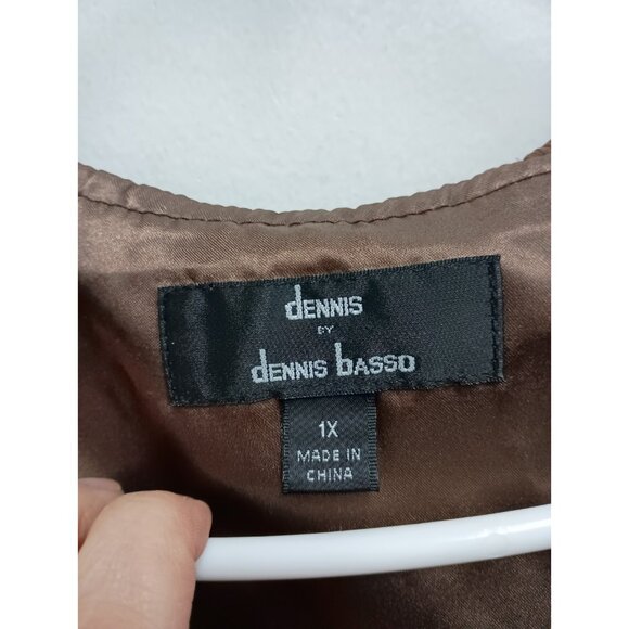 Dennis By Dennis Basso Top Womens Size 1X Brown Ruffle Chiffon Fairy Romantic - Picture 3 of 9